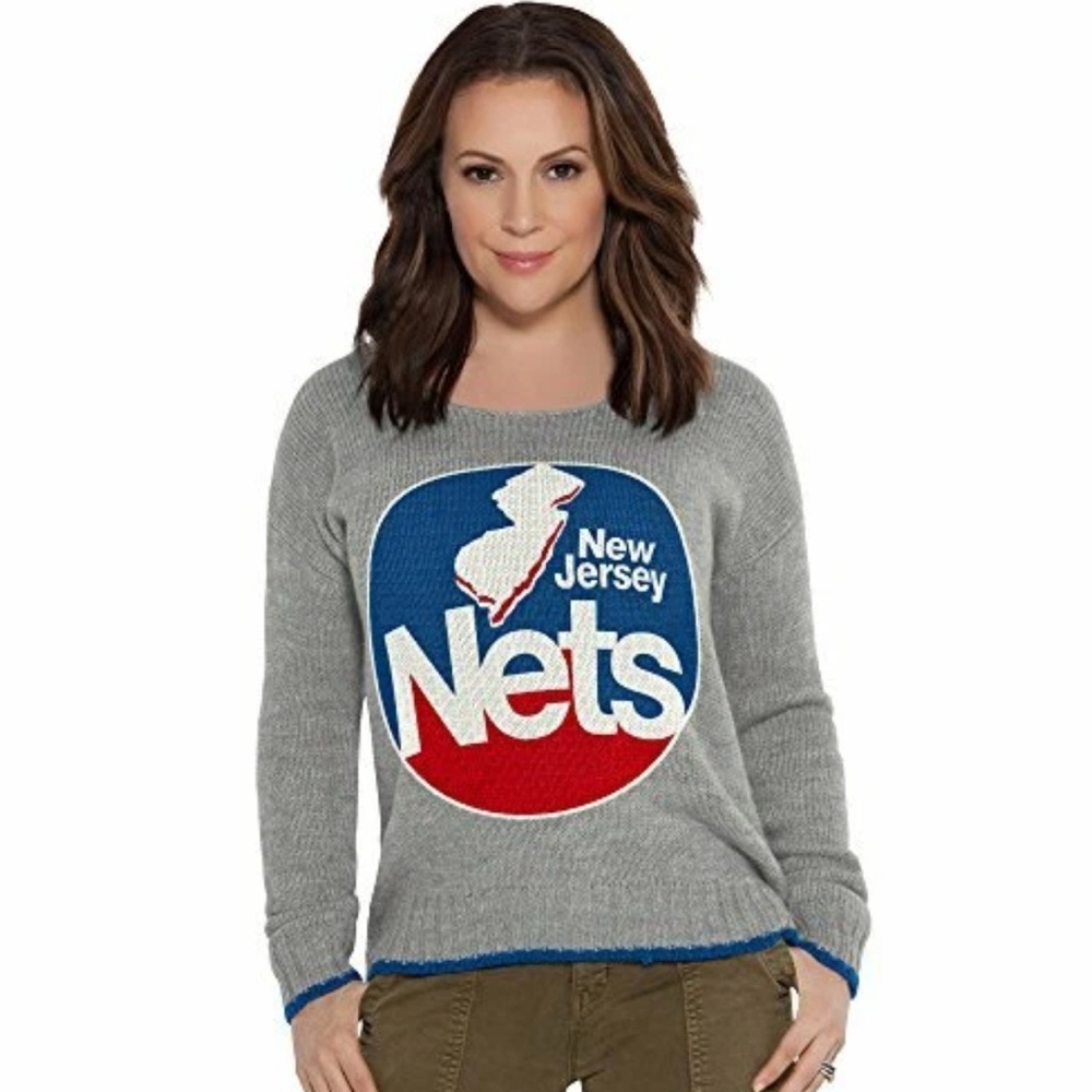 NWT [Touch] by Alyssa Milano New Jersey Nets NBA Lace-Up Sweater Women's Sz M